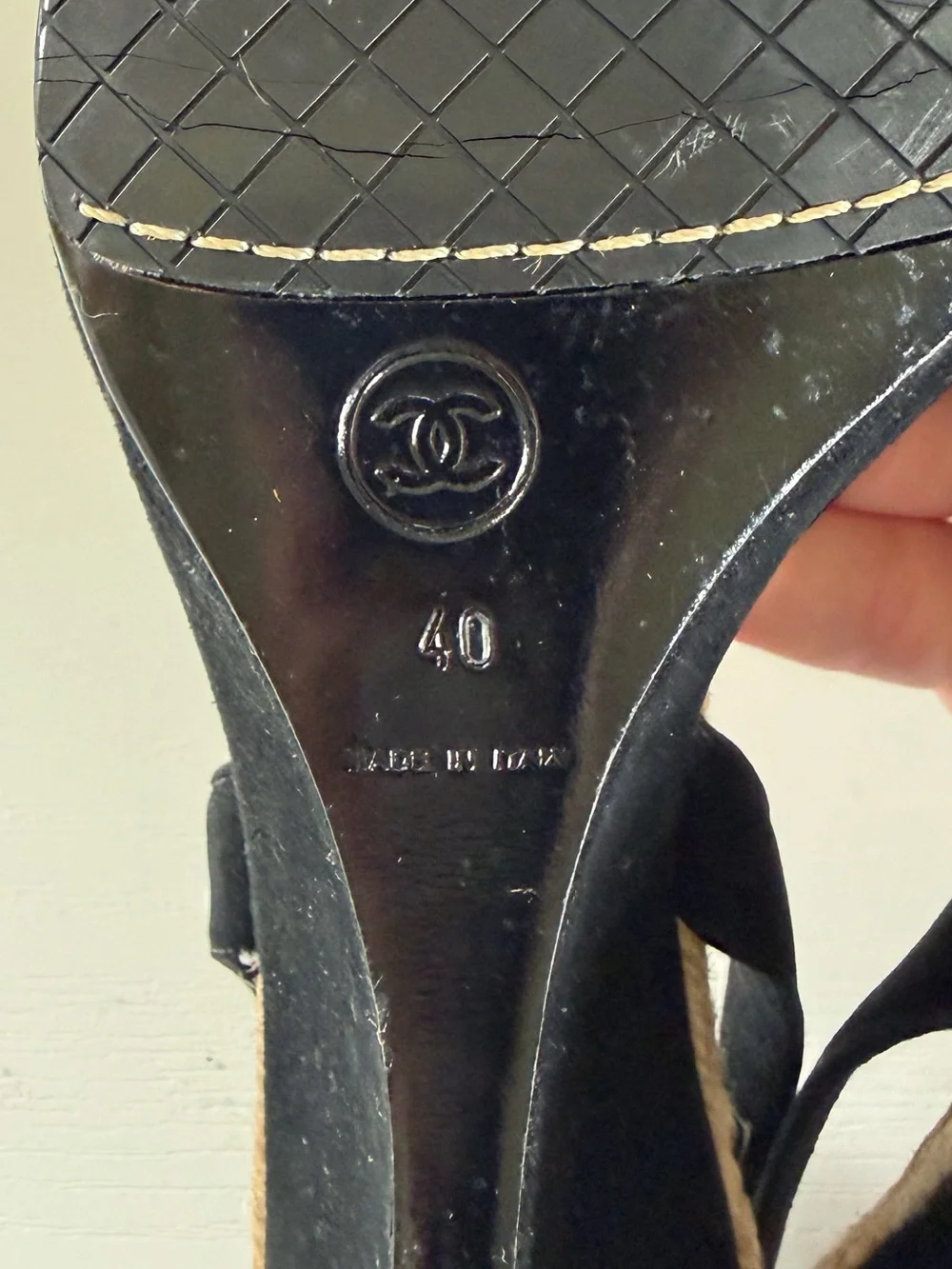 Chanel Camellia Espadrille Wedge Sandals 2006 Cruise Black Suede EU 40